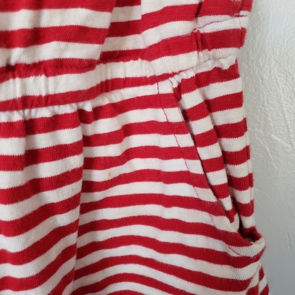 Cat & Jack Little Girl XS 4/5 Red White Striped Cold Shoulder Romper 4th of July - Picture 4 of 8